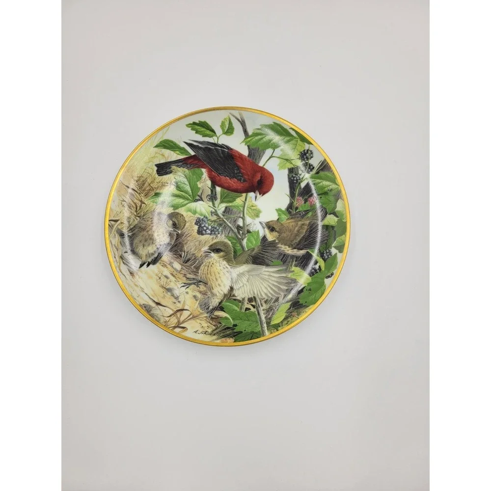 SCARLET TANAGER LEARNING FLY collector plate ANTHONY RUDISILL‎ Birds Countryside